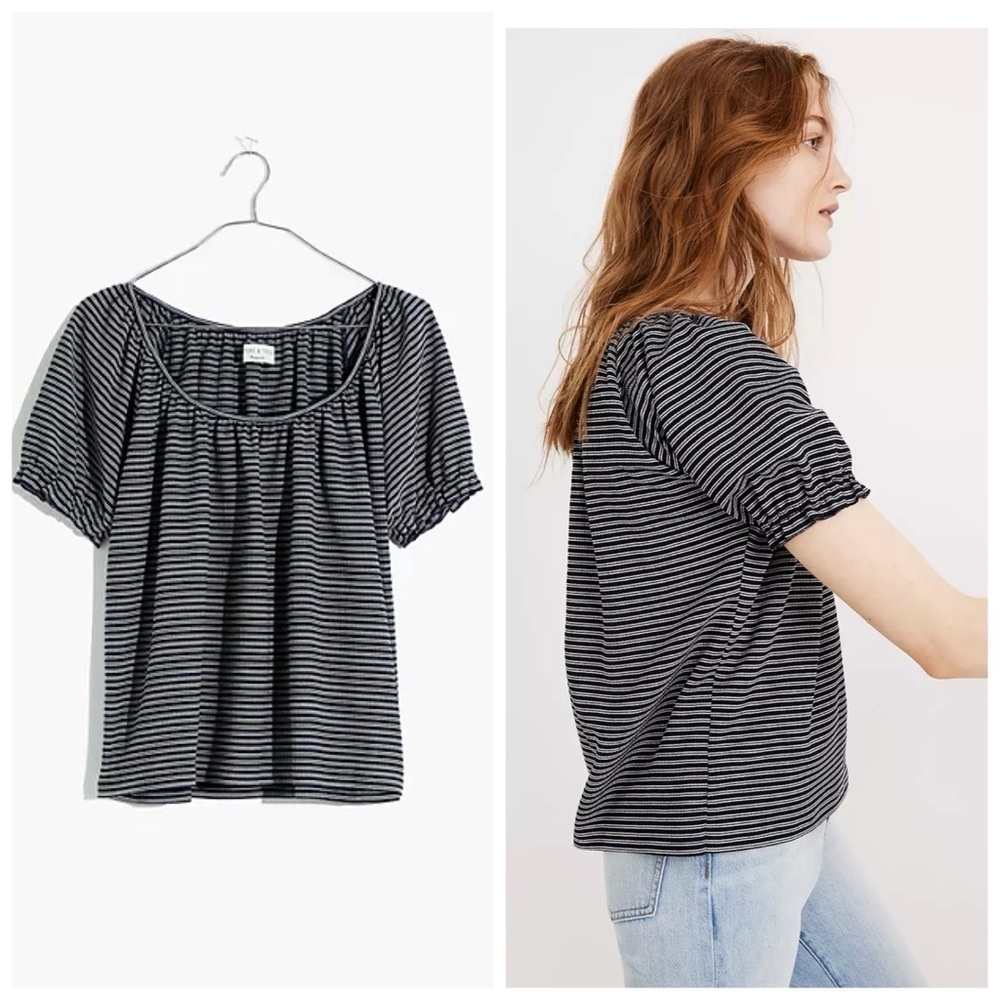 Madewell Texture & Thread Peasant Striped Boxy Top - image 2